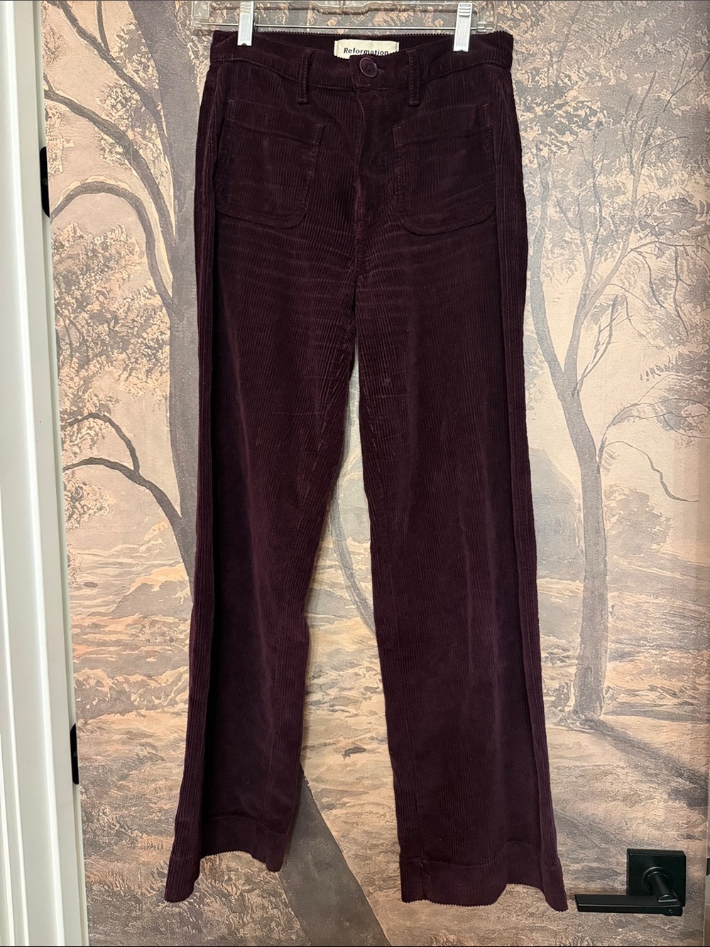 Reformation Corduroy Trousers in Deep Plum